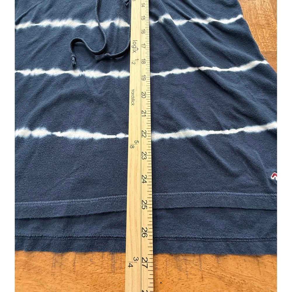 Hollister Womens Y2K Hooded Tunic Top Navy Tie Dye Stripe Size M Beachy - Picture 6 of 9